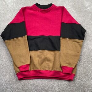 Ivanhoe Colorblock Sweatshirt Mens XL Red Black Tan Vintage 90s Raglan Pullover
